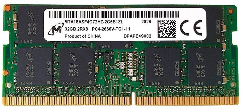 Micron Pamięć RAM 1x 32GB DDR4 2Rx8 2666MHz PC4-21300 SODIMM ECC | MTA18ASF4G72HZ-2G6 MTA18ASF4G72HZ-2G6