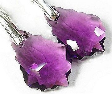 Swarovski piękne kolczyki SREBRO AMETHYST BAROK