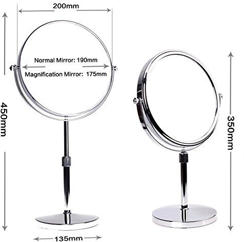 HIMRY himry Designed lusterko/lusterko, 8 inch, obracany o 360 °. Regulacja wysokości. 2 lustra: normalne i 3 kieszeń  komora/5  /7  /10  krotnym powiększeniem, 19 cm , chromowane, kxd3114 KXD3114-10x