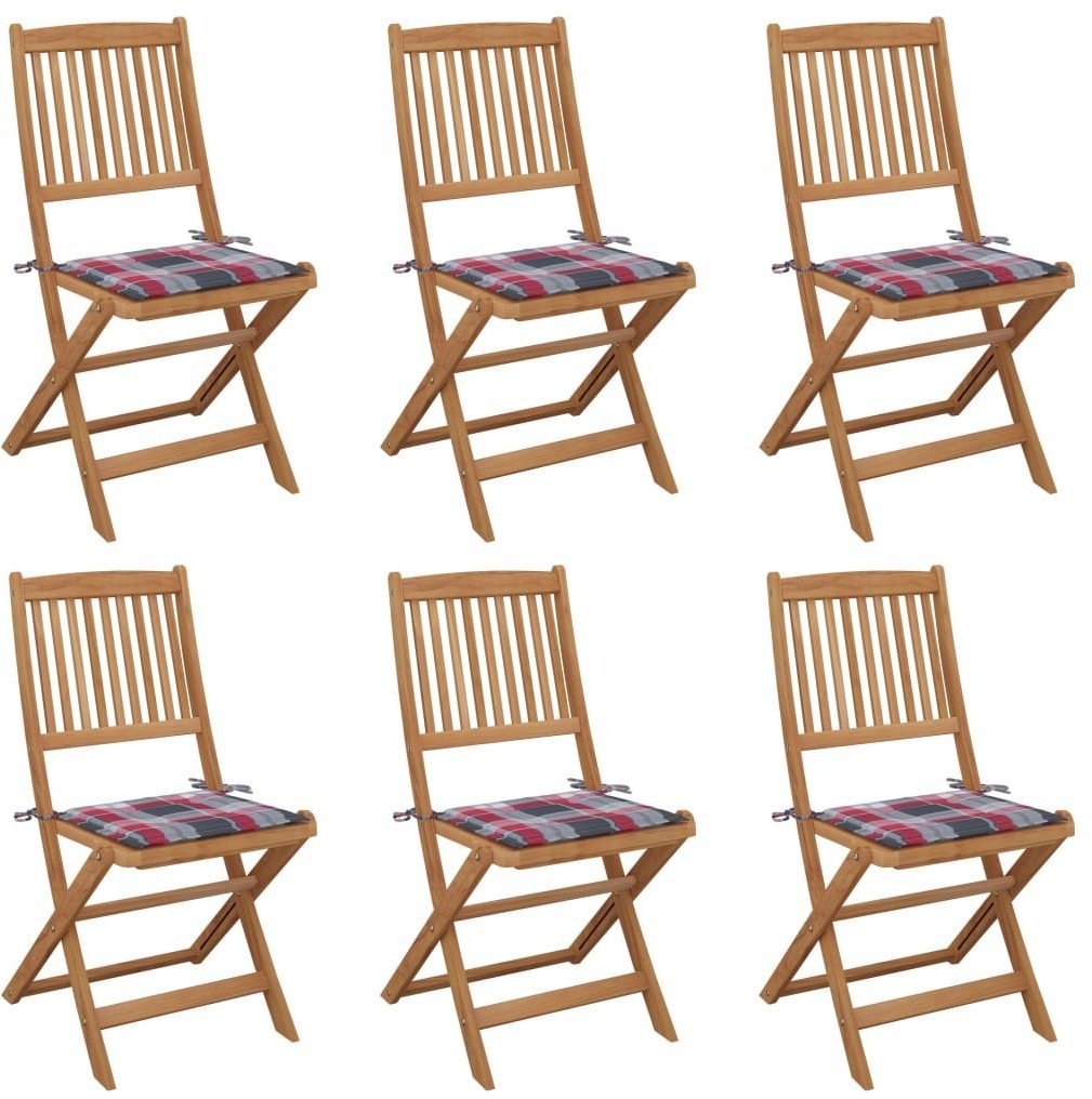 vidaXL Składane krzesła ogrodowe 6 szt., z poduszkami, drewno akacjowe! 3075007