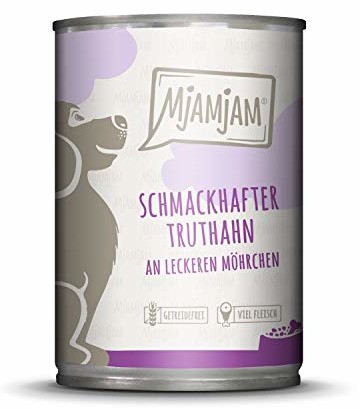 MjAMjAM karma dla psów mokra karma smaczny indyk na pysznych marchewkach, 6 sztuk w opakowaniu (6 x 400 g)