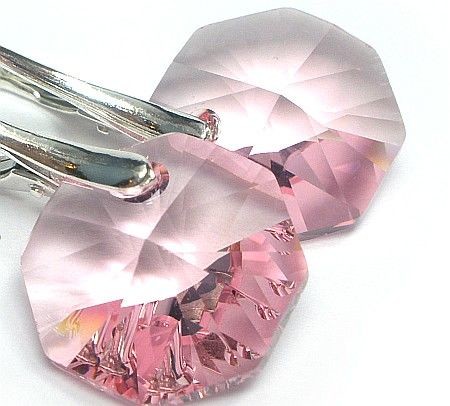 Swarovski piękne kolczyki LIGHT ROSE SREBRO