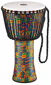 Meinl Percussion Percussion PADJ2-XL-F Djembe z futerkiem z tworzywa sztucznego Travel Series, Rope Tuned, średnica 35,56 cm (14 cali) (Extra Large), kenyan quilt PADJ2-XL-F