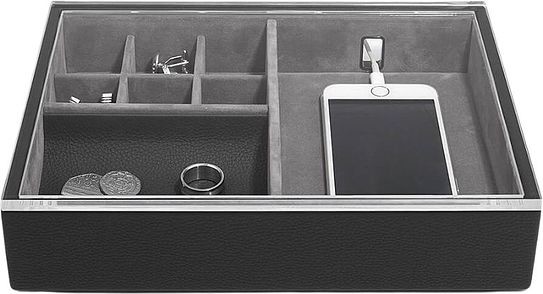 Stackers Pudełko na biżuterię i telefon Stackers Pebble Classic czarne z pokrywką 74807