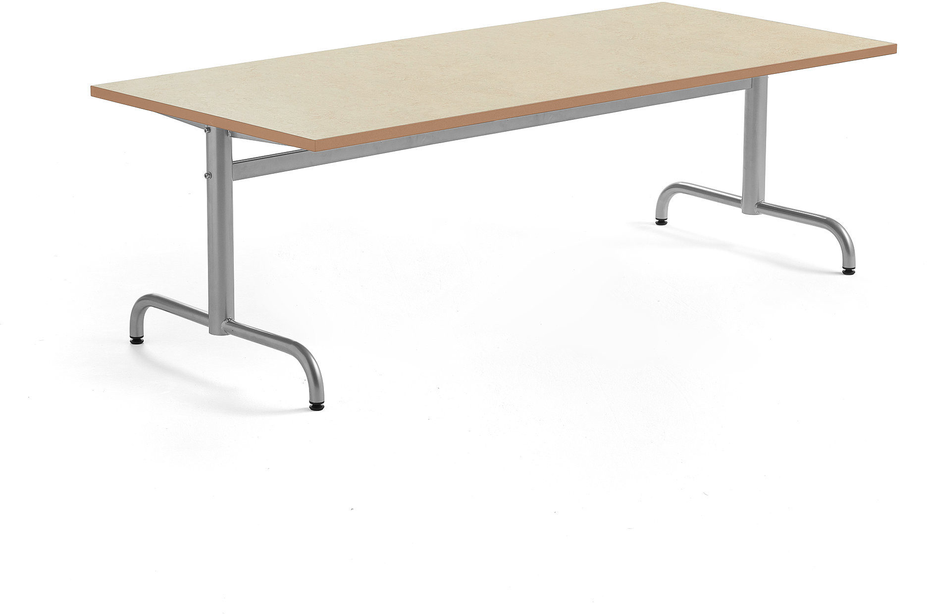 AJ Produkty Stół PLURAL, 1800x800x600 mm, blat linoleum, beż, srebrny