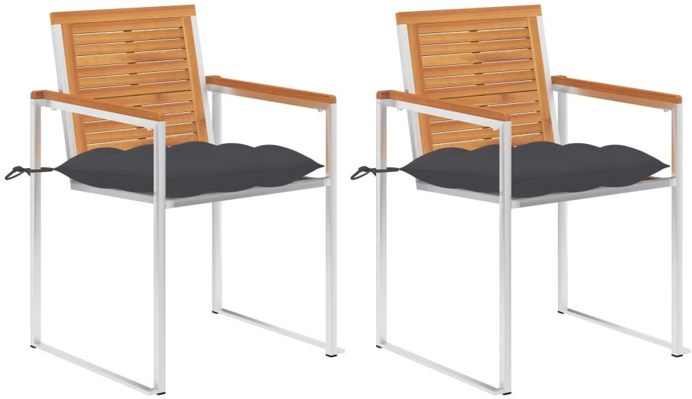 vidaXL Krzesła ogrodowe z poduszkami, 2 szt., drewno akacjowe i stal 3061503
