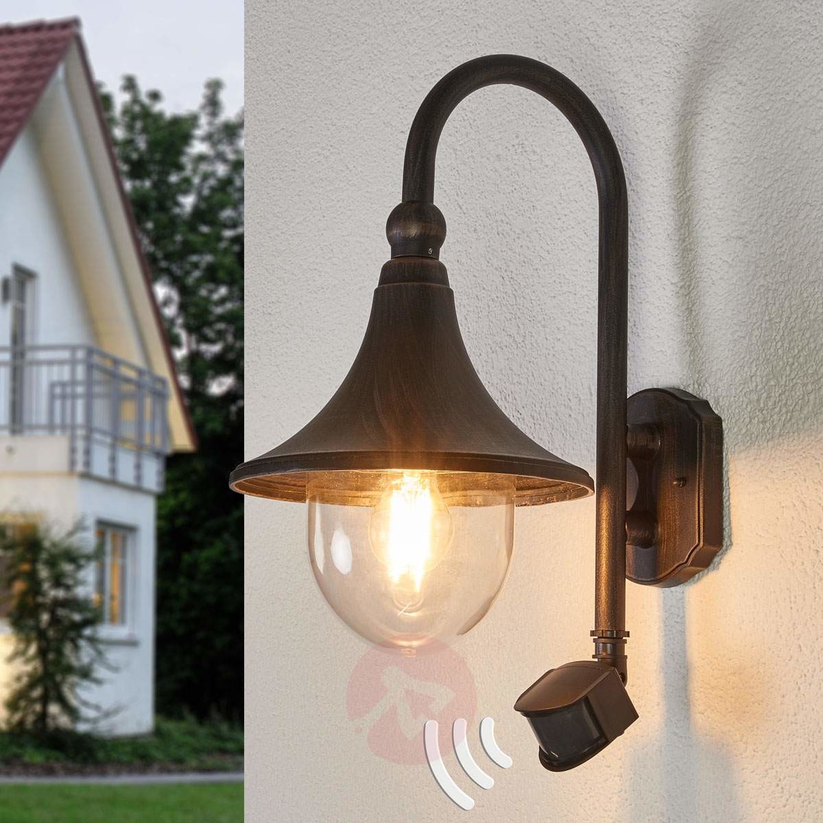LAMPENWELT.COM Daphne - lampa zewnętrza z czujnikiem ruchu