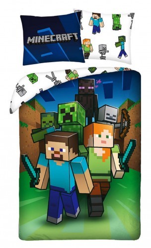 Halantex Pościel Minecraft 140x200 Creeper Alex PIG STIFF MNC239BL