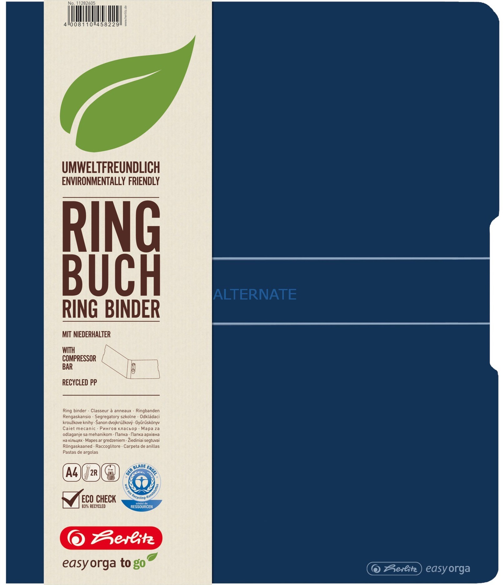 Herlitz 11282605 segregator A4 Niebieski, Ring binder