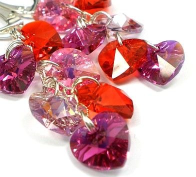 Swarovski długie kolczyki SREBRO Serce CERTYFIKAT