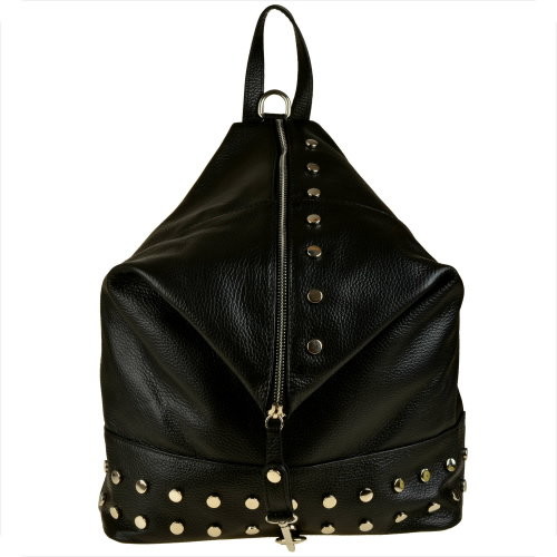 Real Leather Plecak damski czarny skóra naturalna ćwieki - Real Leather