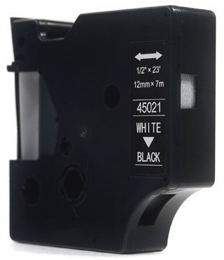 Dymo JetWorld Taśma JetWorld D1 Biały na Czarnym 12mm x 7m LM100, LM100+, LM200, LM300, LM400, LM420P, LM350, LM350D, LM360D, LM450D, LM2 JWT-D45021N