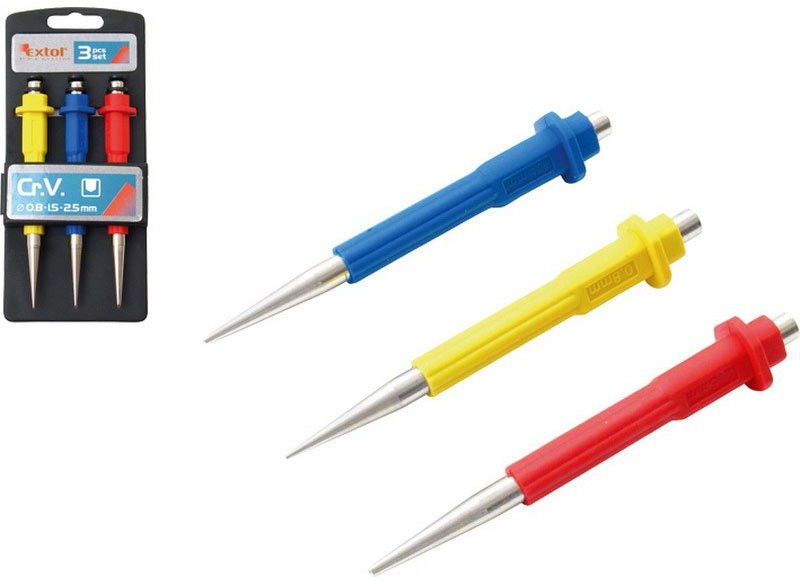 EXTOL PREMIUM Punktaki z plastikową rękojeścią, 3szt 8801810