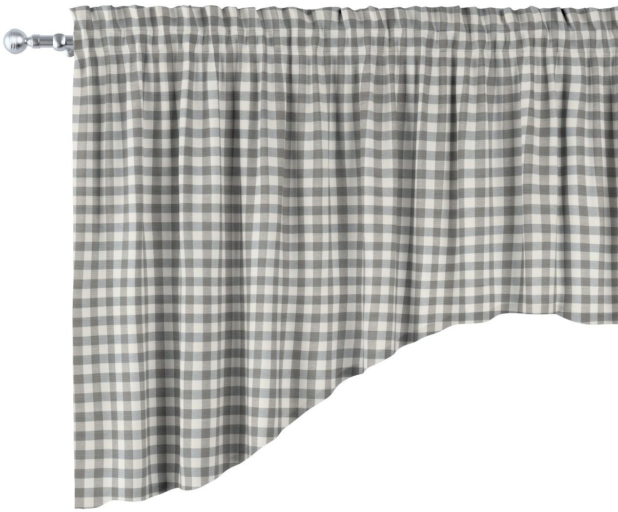 Dekoria Lambrekin łuk szaro biała kratka 1,5x1,5cm) 250 × 75+5 cm grzywka Quadro 1376-136-11