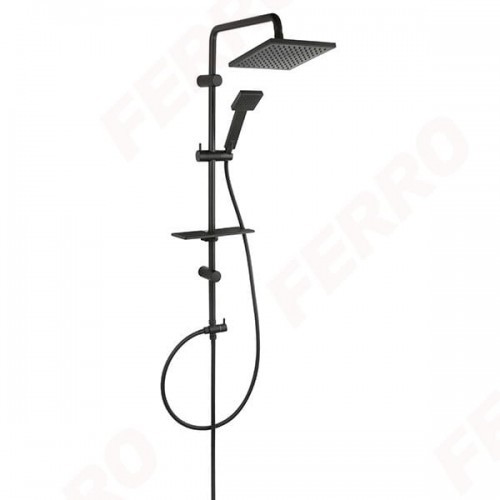Ferro Squerto Lux Black Zestaw natryskowy przesuwny z deszczownią czarny NP24-BL NP24-BL