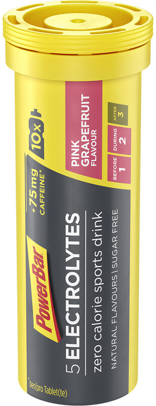 Powerbar 5 Electrolytes Zero Calorie Napój sportowy w tabletkach 10 sztuk, Pink Grapefruit with Caffeine 2021 Suplementy fitness