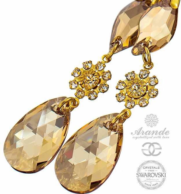 Swarovski UNIKAT kolczyki GOLDEN BELLA GOLD ZŁOTE SREBRO
