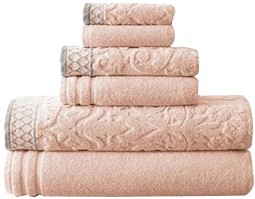 Pacific Coast Textiles adamaszek żakardowe ręczniki do rąk, ozdobione bordiura, bawełna, Single aksamitny,, 6 sztuki 56JQJQBG-PCH-ST