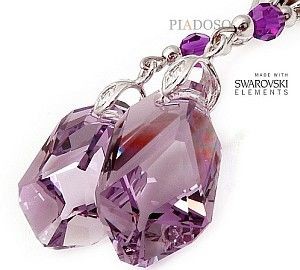 Swarovski Piękne Długie Kolczyki Bueno Amethyst