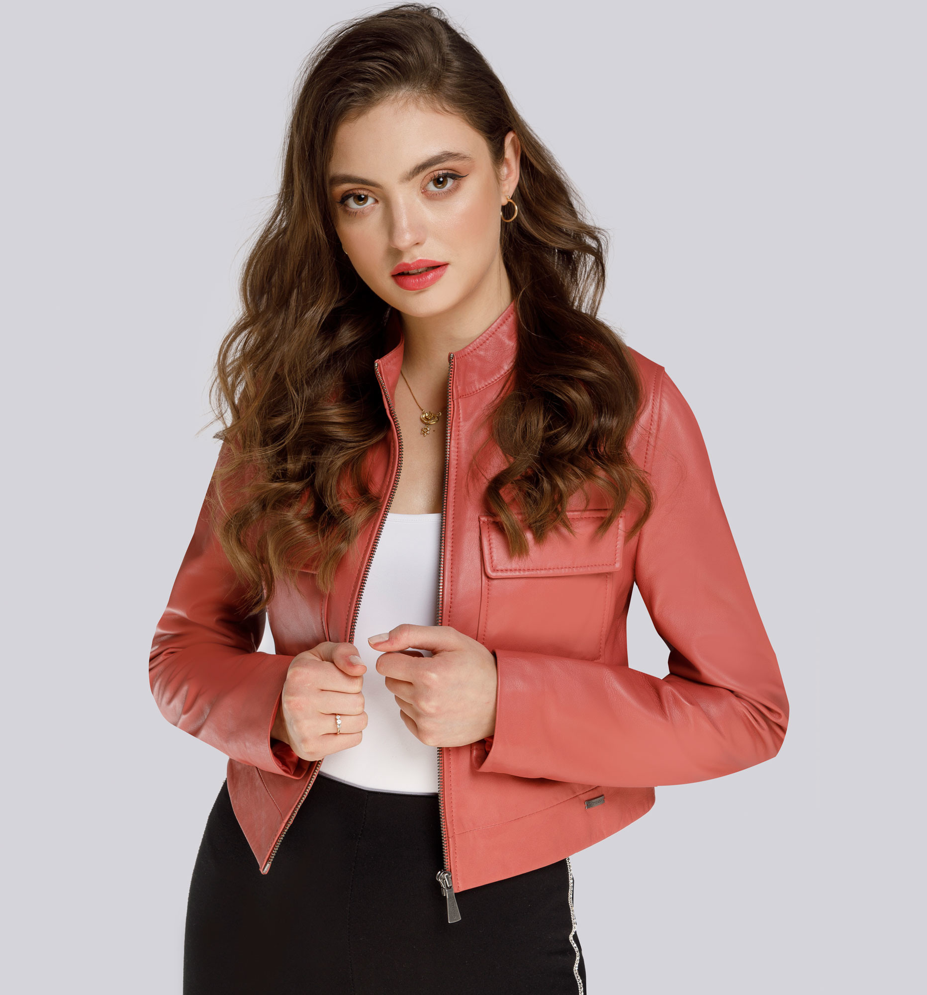 Wittchen Damska kurtka skórzana krótka 94-09-805-P