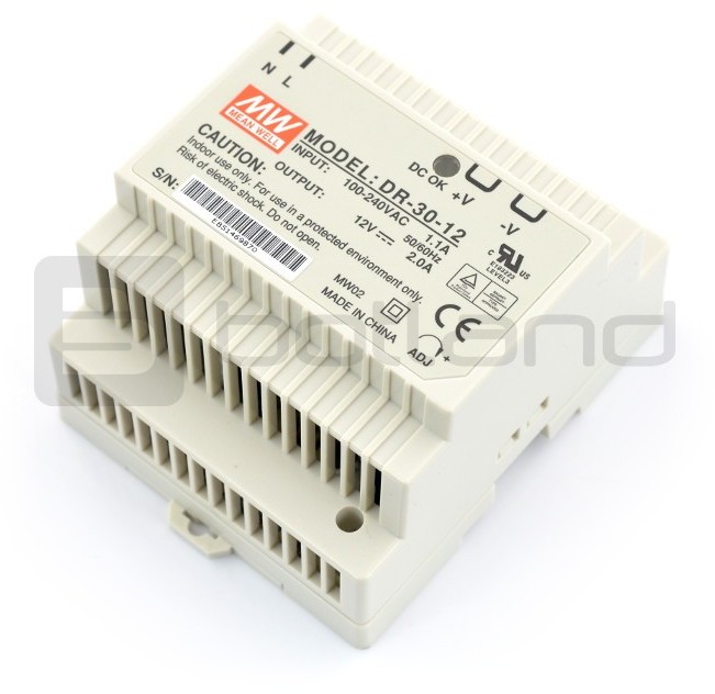 Zasilacz Mean Well DR-30-12 na szynę DIN - 12V / 2A / 24W ZAS-05837