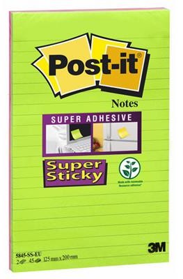 Post-It 3M Bloczek samoprzylepny Super Sticky XXXL w linię (5845- SS), 127x203mm, 2x45 kart., paleta marrakesz 3M-70005253391