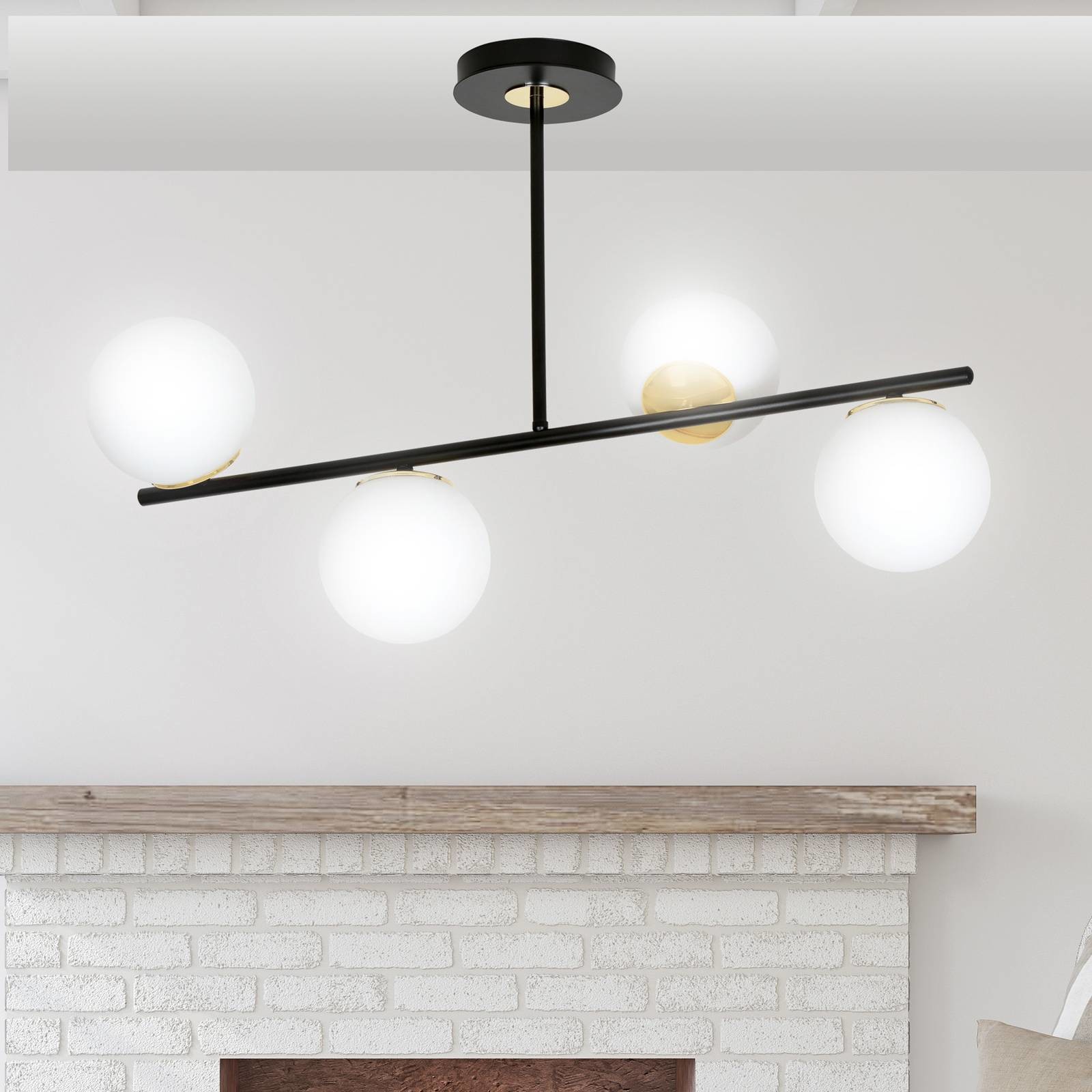 EULUNA Lampa sufitowa Kiba, czarna/złota, 4-punktowa