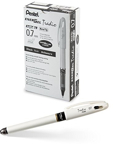 Pentel BL117 W EnerGel Tradio Liquid Gel Ink Roller, opakowanie  szt. (obudowa w kolorze białym), czarny BL117W-A