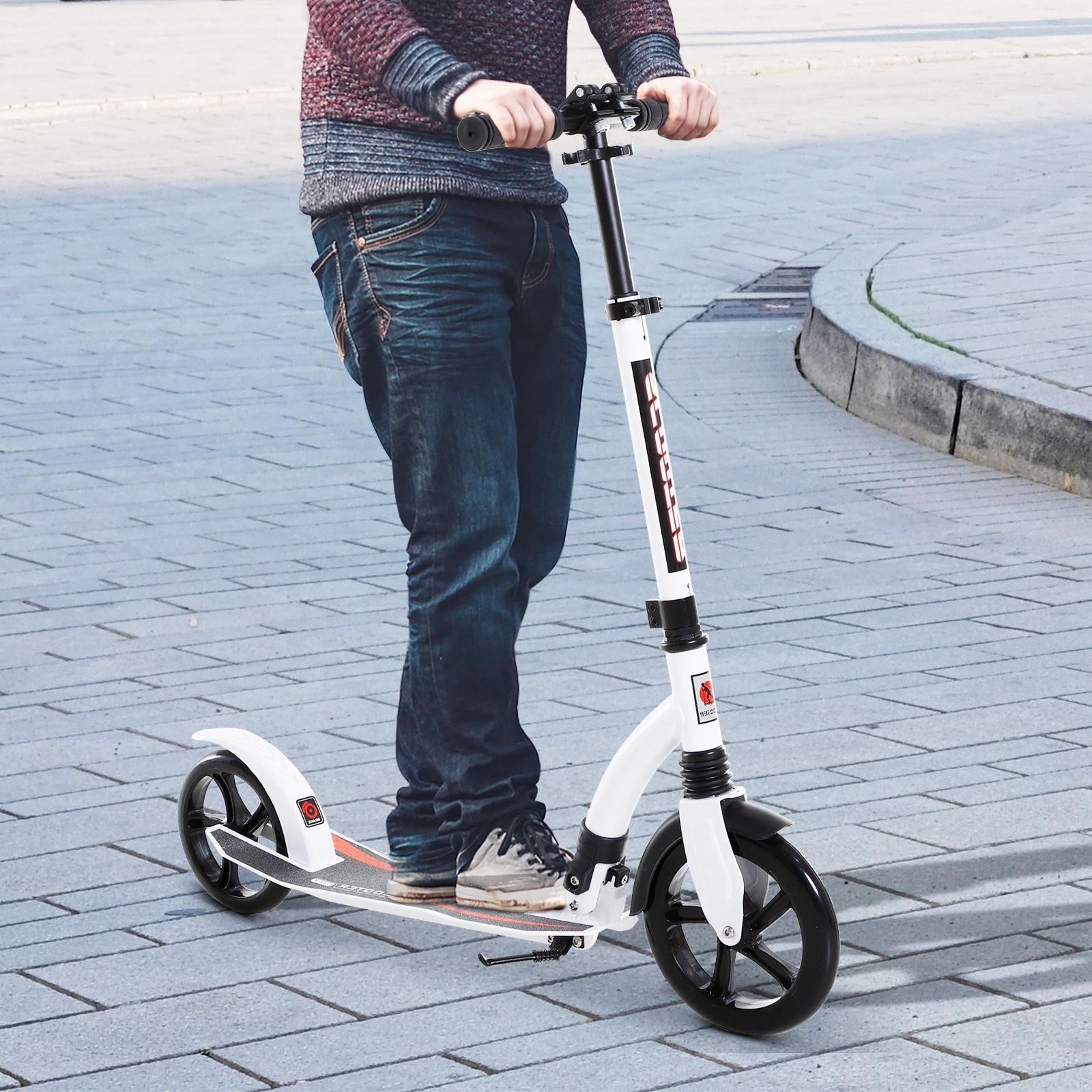 Homcom Hulajnoga Dziecięca z Amortyzacją Regulacja Wysokości Aluminium Biała