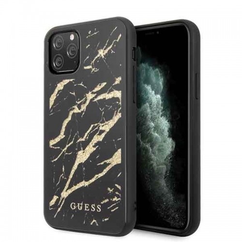 Guess Marble Glass Gold Glitter Etui iPhone 11 Pro czarny 10_15928