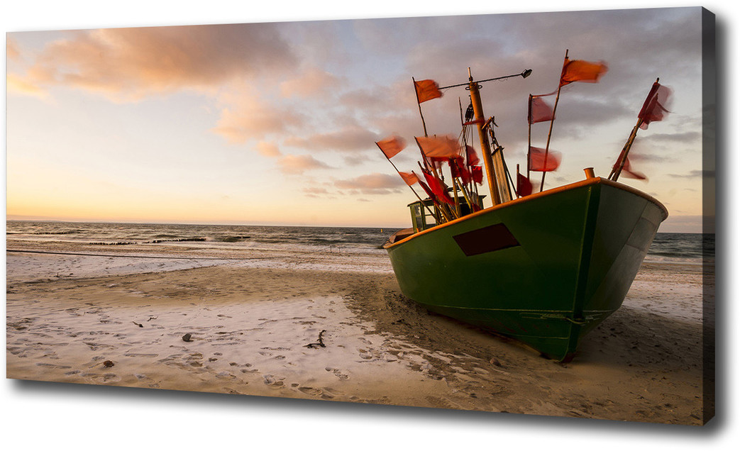 Foto obraz na płótnie Kuter rybacki plaża