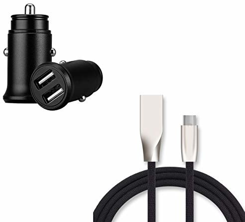 Shot Case Pakiet ładowarki typu C do Samsung Galaxy S10 (kabel do szybkiego ładowania mini podwójne gniazdo USB do zapalniczki samochodowej) Android (czarny)