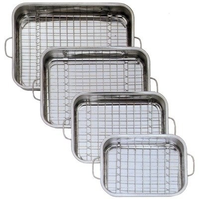 GSW 809405 kwadratowe z wkładem 809252 prostokątnym patelnia ze stali nierdzewnej z zastosowania patelnia 40 cm, stal nierdzewna, srebrny, 42 x 30,4 x 6,4 cm, 2 jednostek 809405