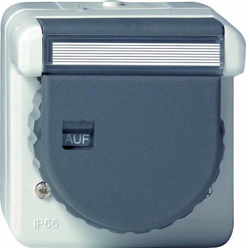 Gira 044031 Schuko gniazdko elektryczne pole do opisywania WD bagnetowym natynkowy, szary 044031