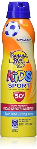 Banana Boat Kids Sport Tear-Free, Sting-Free Broad Spectrum sunscreen Lotion Spray, SPF 50 +  6 ounce 488186