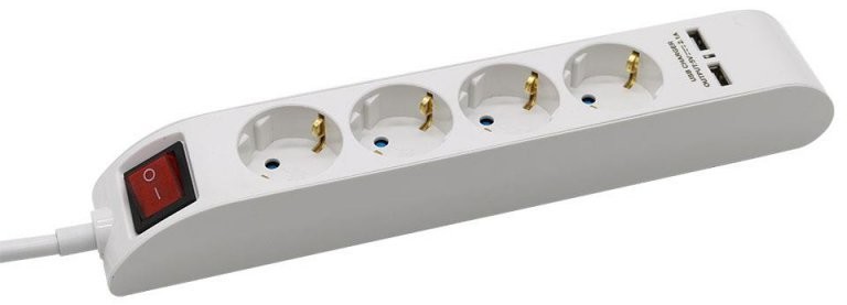 v-tac Listwa V-TAC 4 Gniazda 1,4m Podświetlany Włącznik 2xUSB 1.5mm2 BIAŁA VT-1144-2
