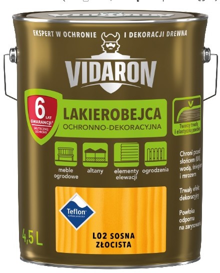 Vidaron LAKIEROBEJCA- do drewna, sosna złocista L02, 4.5 l