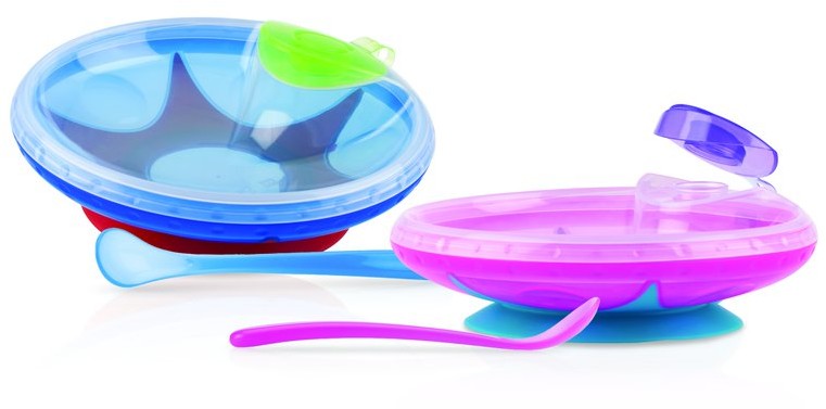 Nuby Talerz podgrzewający jedzenie z łyżeczką ID5342