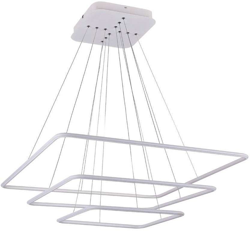 Mdeco LAMPA wisząca MDECO SLIM/000016/4000/W metalowa OPRAWA kwadratowe ramki LED 116W 4000K zwis biały