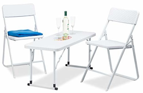 Relaxdays składany zestaw mebli ogrodowych, 3 części, różne kolory, stół z regulacją wysokości, wysxszerxgłęb: 74x100x43,5 cm (10022933_49)