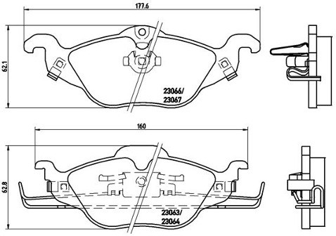 BREMBO Zestaw klocków hamulcowych, hamulce tarczowe P 59 030