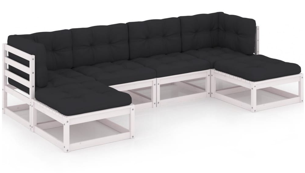 vidaXL 6-cz. zestaw wypoczynkowy do ogrodu, z poduszkami, biały, sosna 3077295