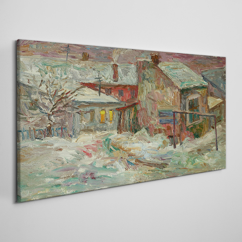 PL Coloray Obraz na Płótnie Wieś Zima Śnieg 100x50cm