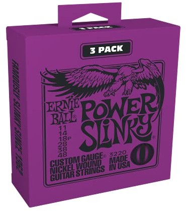 Ernie Ball Power Slinky niklowe rany struny do gitary elektrycznej, 3 sztuki, rozmiar 11-48 P03220