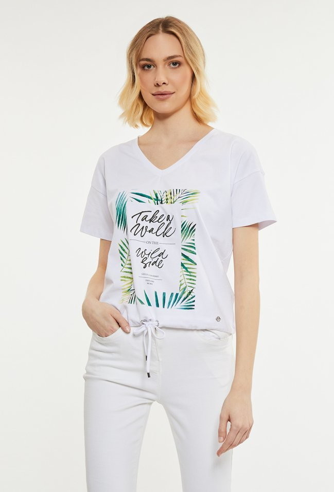 Monnari T-shirt damski z wiązaniem -
