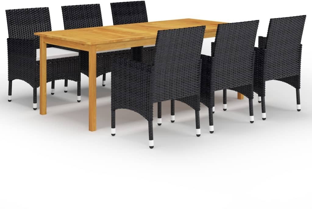 vidaXL 7-częściowy zestaw mebli ogrodowych, czarny 3067855