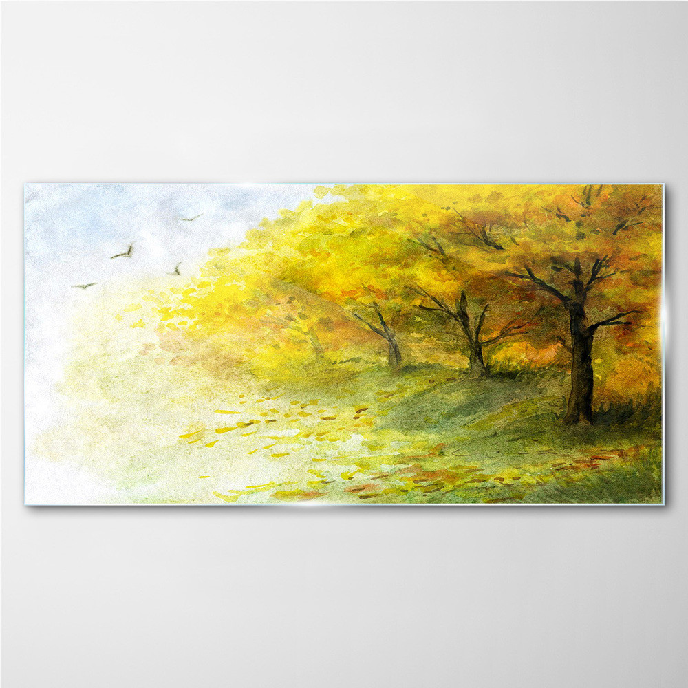 PL Coloray Obraz Szklany Abstrakcja Ptaki Przyroda 100x50cm