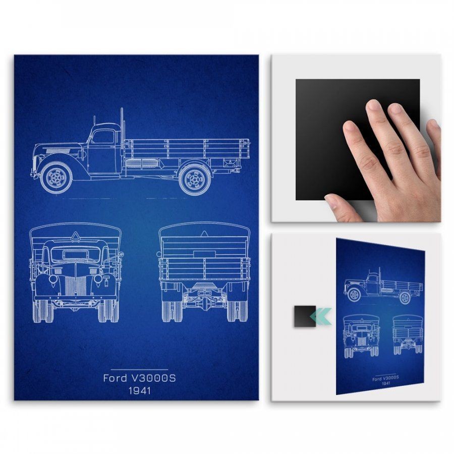 Pix4home Plakat metalowy Ford V3000S Projekt Blueprint L POS-L-02847