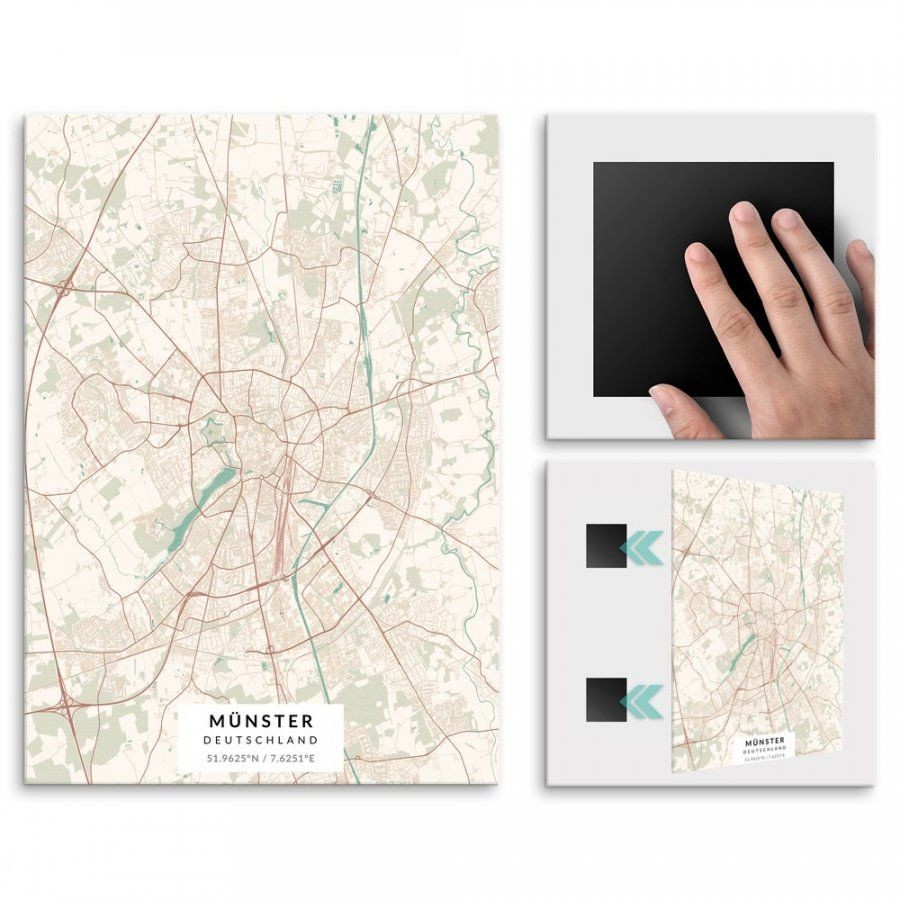 Pix4home Plakat metalowy Mapa Vintage Münster L POS-L-03194