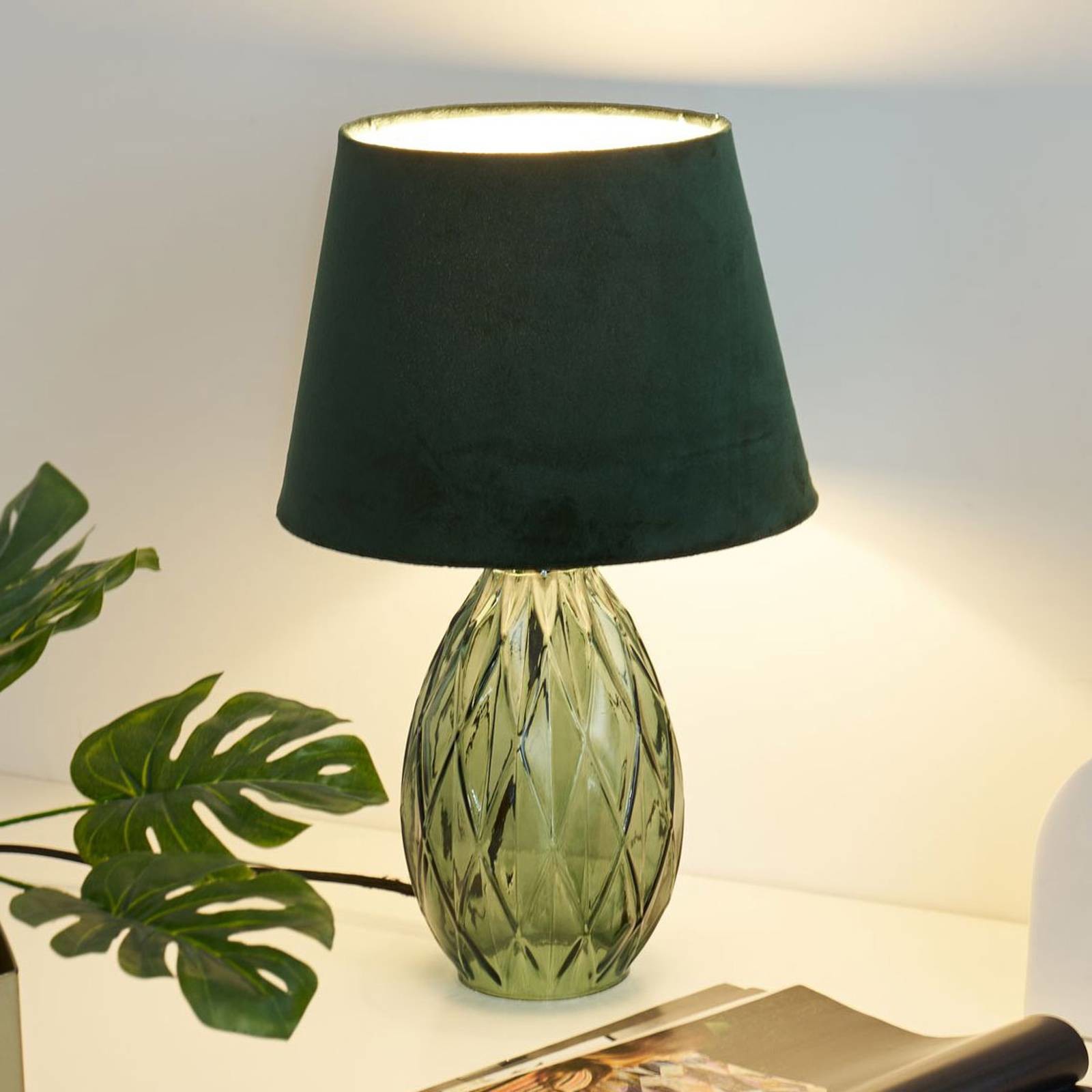 PAULEEN Pauleen Crystal Velvet lampa stołowa szklana stopa